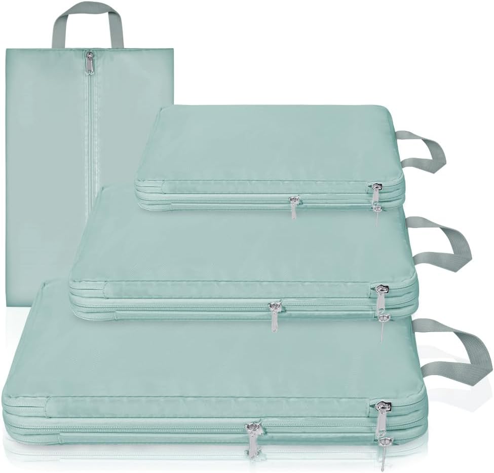 OSDUE Suitcase Organizer, 4 Pieces Travel Cube System, Separators Travel Pouches, Travel Organizer, Clothing Underwear Footwear Organizers Sacks Storage Suitcase Set, Dark Grey