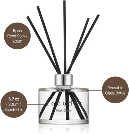 COCODOR Signature Reed Diffuser - Lovely Peony - 200ml - Reed Diffuser, Reed Diffuser Set, Oil Diffuser & Reed Diffuser Sticks, Room Décor & Office Décor, Home Fragrance, Gift