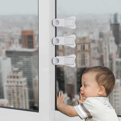Sliding Door Lock for Child Safety 4 Pack, Baby Proof Lock for Patio, Closet, Shower, Window, Wardrobe, Childproof Cupboard Kitchen Cabinet Glass Door Latch, No Tools Needed
