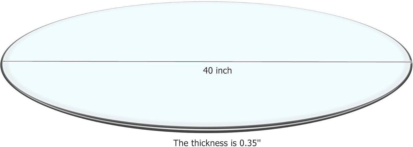 40" Round Tempered Glass Table Top, Transparent Table Surface 1/4'' Thick Pencil Polished Edge Multipurpose for Dining Table, Home Office Glass Countertop.