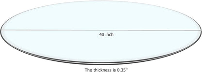 40" Round Tempered Glass Table Top, Transparent Table Surface 1/4'' Thick Pencil Polished Edge Multipurpose for Dining Table, Home Office Glass Countertop.