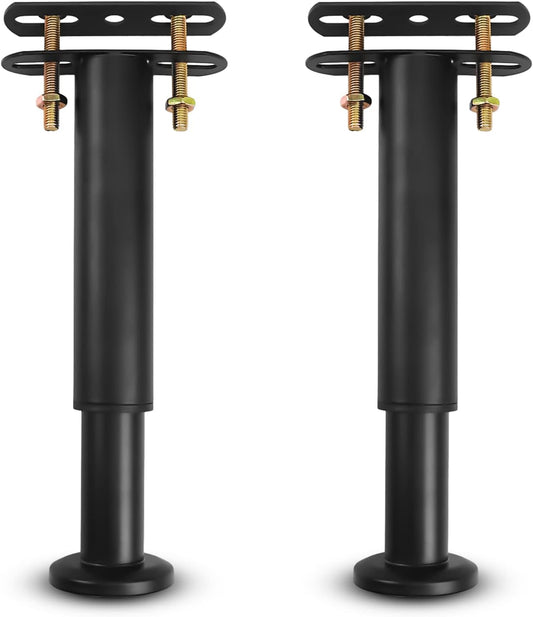 Riobby Slatted Base Feet, Adjustable Metal Legs Bed Support Legs for Furniture, Central Bed, Suitable for Cabinets, Sofa Beds, Retractable 18-33cm (Black 2 Pieces)