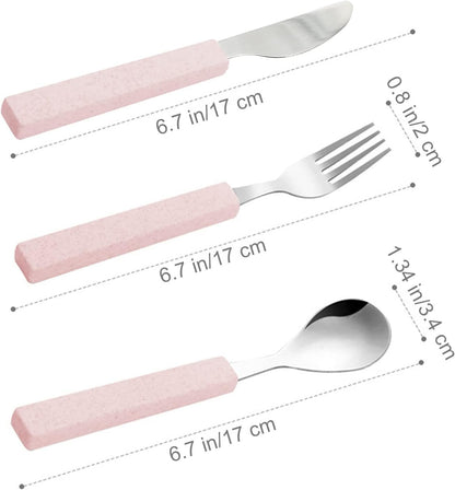 VANRA 3-Piece Children Utensils Set 18/10 Stainless Steel Child Flatware Set Silverware Knife Spoon Fork Set with Travel Case for Kids Lunch Box