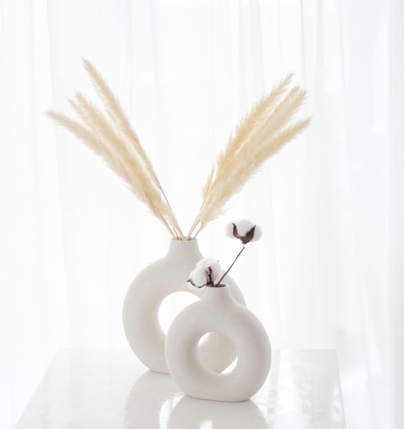 CEMABT Vases for Pampas Grass,Creative Vase Modern Home Decor,Handmade Vase White Ceramic Dried Flowers Craft Ornaments for Office Home Decoration
