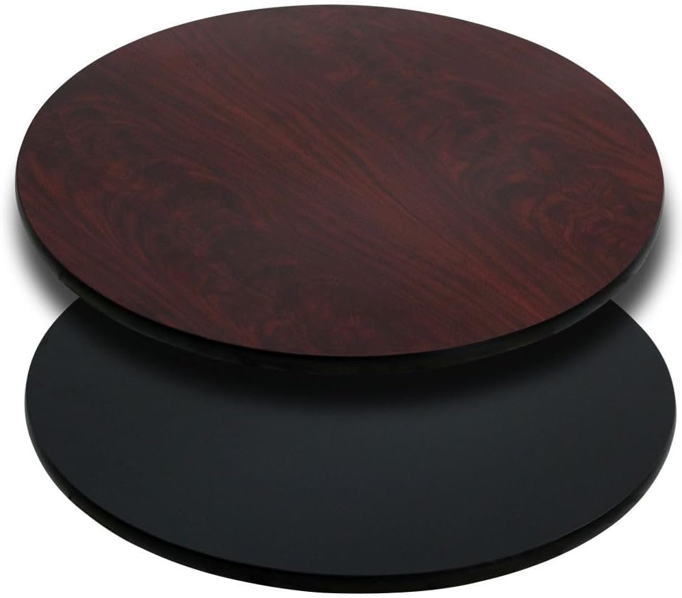Flash Furniture 36-Inch Round Table Top with Black or Mahogany Reversible Laminate Top