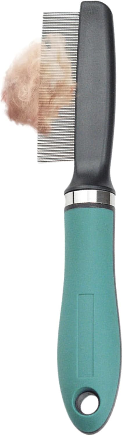 Cat Flea Comb, Professional Grooming Brush, Stainless Steel Pet Comb, Tooth Design, Multifunctional Detangling Tool, Daily Care for Cats & Puppies, 10,59 x 3,15 x 1,18 Inches, Green