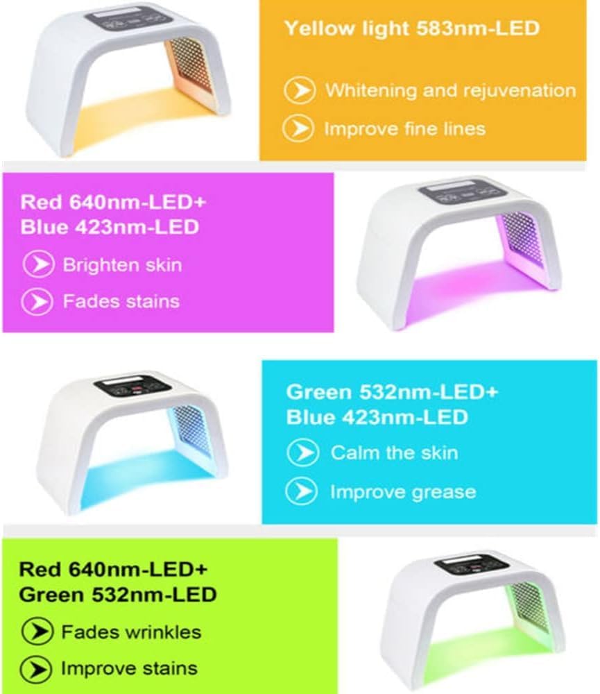 7 Color LED Light, LED Face Mask Skin Rejuvenation PDT Facial Skin Care Mask Skin Tightening Lamp SPA Face Device Beauty Salon Equipment Anti-aging Remove Wrinkle