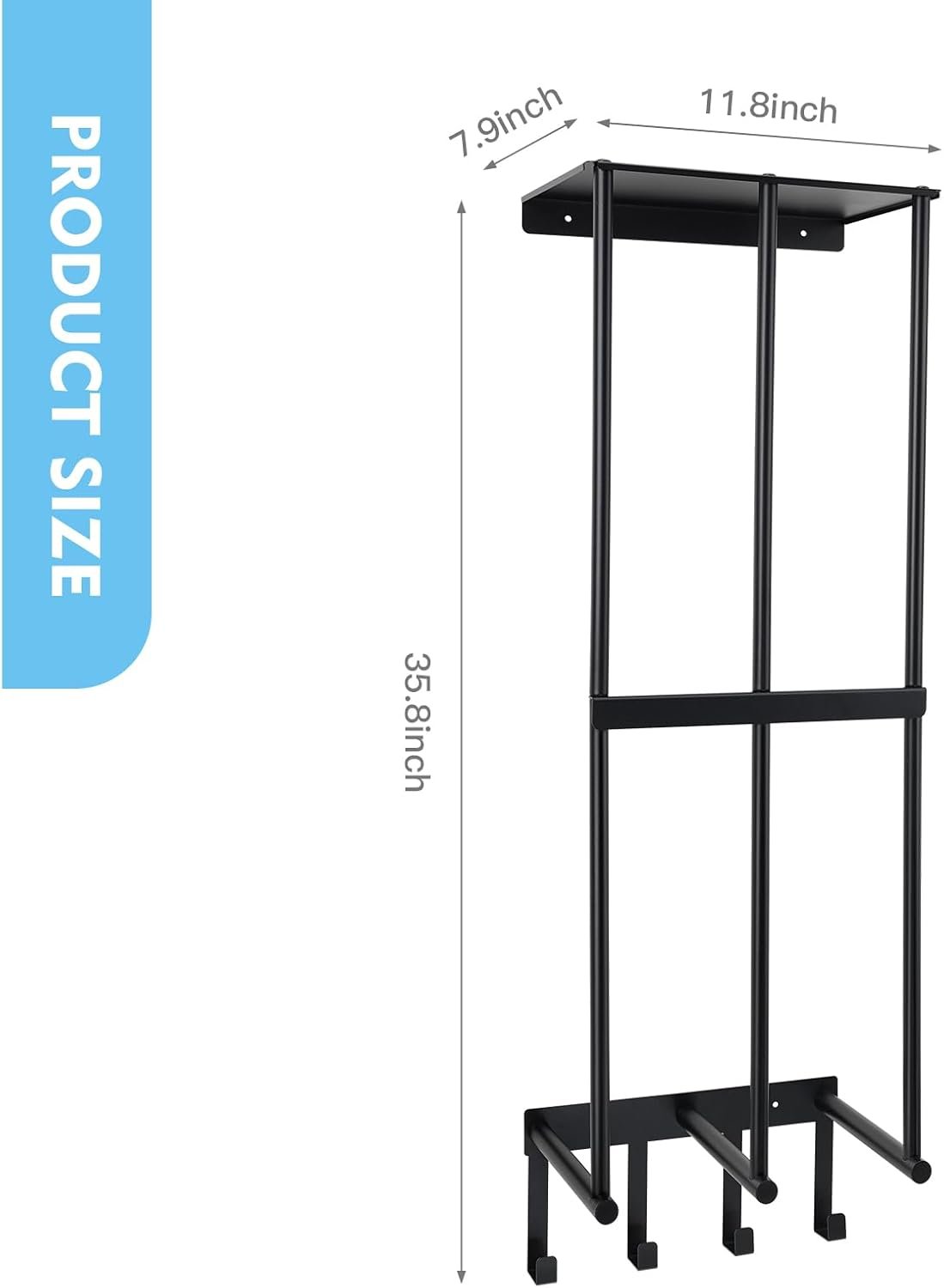 DNYLHRLZ Yoga Mat HolderYoga Mat Holder Wall MountHome Gym Accessories Organizer,Towel Storage Rackwith 4 Hooks for Hanging Foam Roller and Resistance Bands Gym Organization for Home Gym