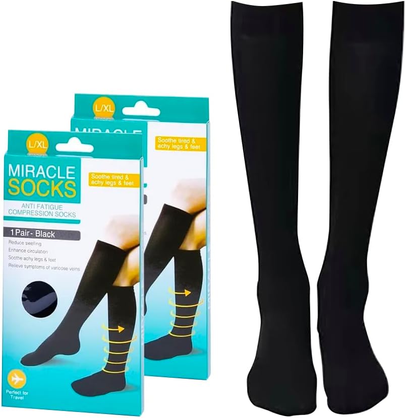 Sock Exchange Compression Socks, Anti-Fatigue Travel Flight Socks for Women & Men Circulation, Women's Flat Knit Knee Socks, Soft Breathable Cotton Blend Women’s Calf Socks
