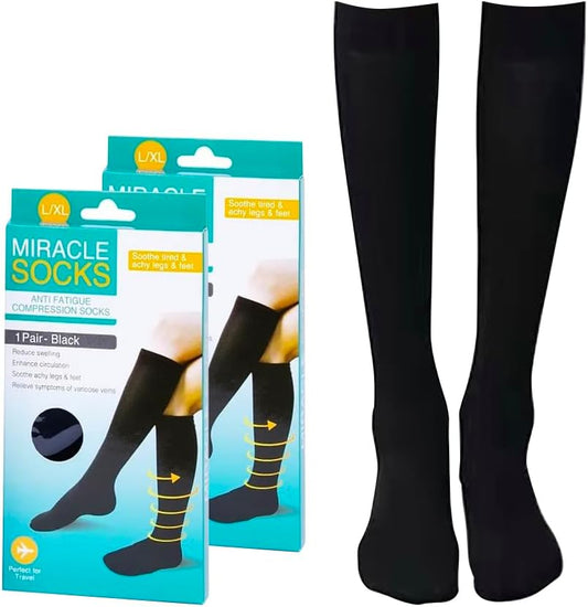 Sock Exchange Compression Socks, Anti-Fatigue Travel Flight Socks for Women & Men Circulation, Women's Flat Knit Knee Socks, Soft Breathable Cotton Blend Women’s Calf Socks