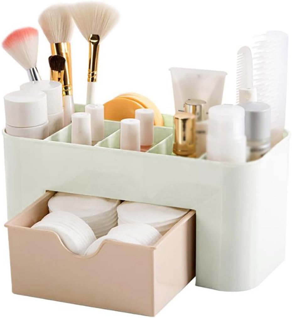 Generico Makeup Organizer Makeup Holder Bathroom Containers for Skincare Makeup with Drawers - Large Plastic Cosmetic Organizers for Creams Brushes Women Accessories (Pink)