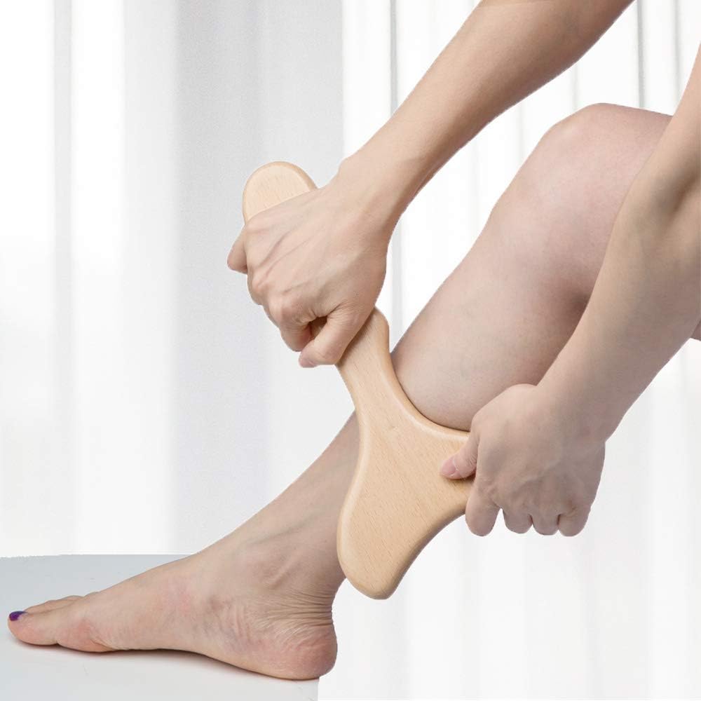 Allshow Wooden Gua Sha Tools Professional Lymphatic Drainage Tool Wood Therapy Massage Tools for Maderoterapia (Burlywood)