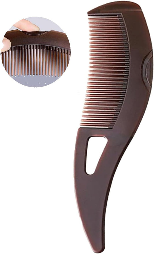 Dandruff Comb Fine Tooth Scalp Detox Comb Lice for Women, Men & Kids Stainless Steel Scalp Detoxing, Sweep & Massage Hair Brush Tool for Hair Care (Brown)