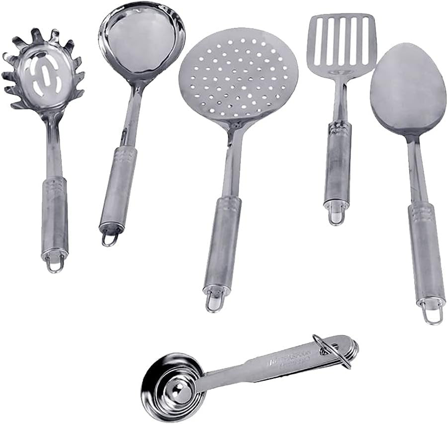 Kosma 9 Piece Stainless Steel Kitchen Utensil Set, 5 Kitchen Gadgets and 4 Measuring Spoons | Kitchen Utensil Set