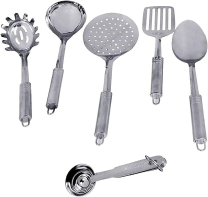 Kosma 9 Piece Stainless Steel Kitchen Utensil Set, 5 Kitchen Gadgets and 4 Measuring Spoons | Kitchen Utensil Set