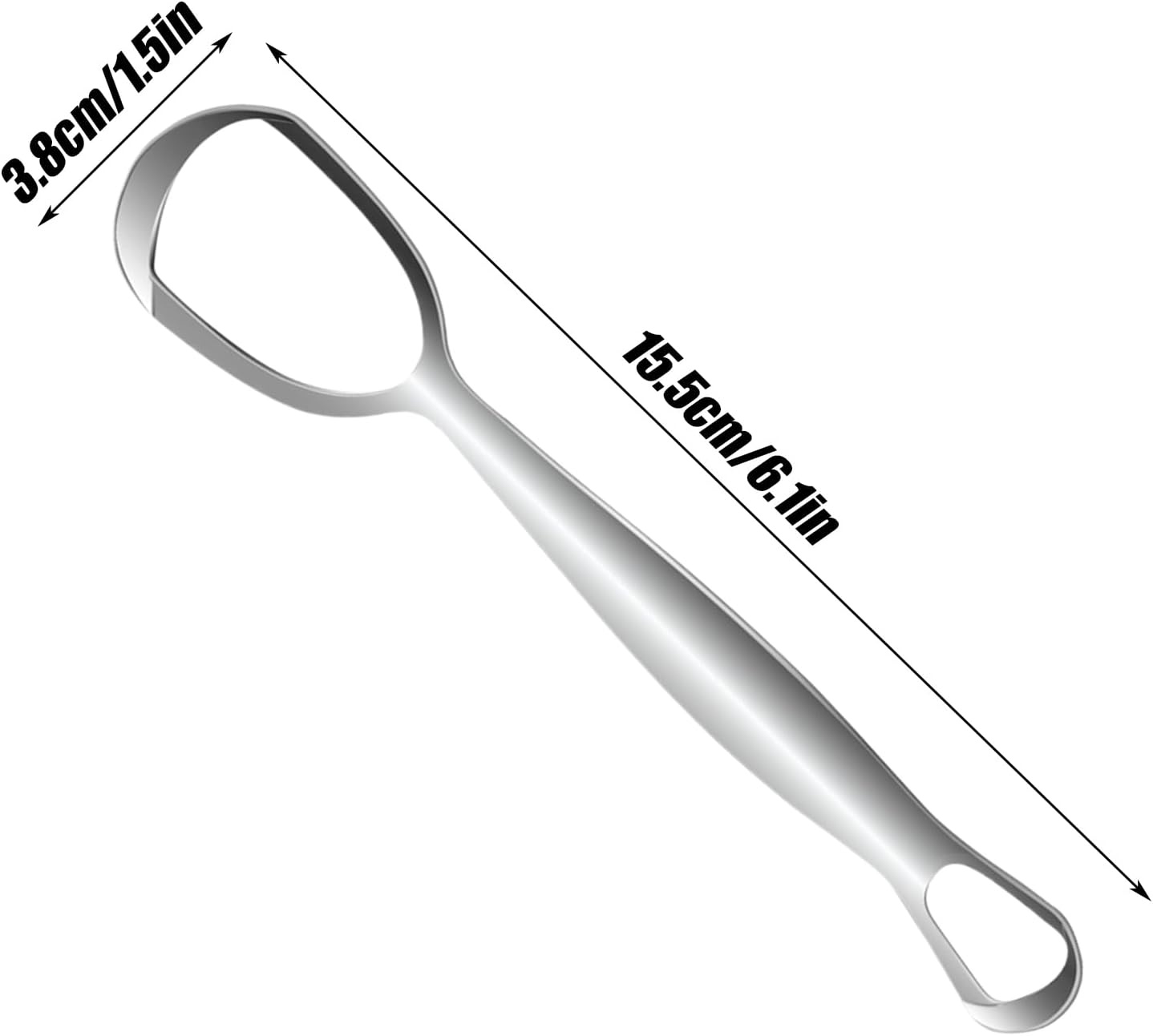 Tongue Cleaner, Stainless Steel Scraper, Fan-Shaped Head, 15,5 x 3,8 cm Oral Hygiene Booster, Breath Freshener, 1-Pack, Travel Daily Family Use Oral Care Tool