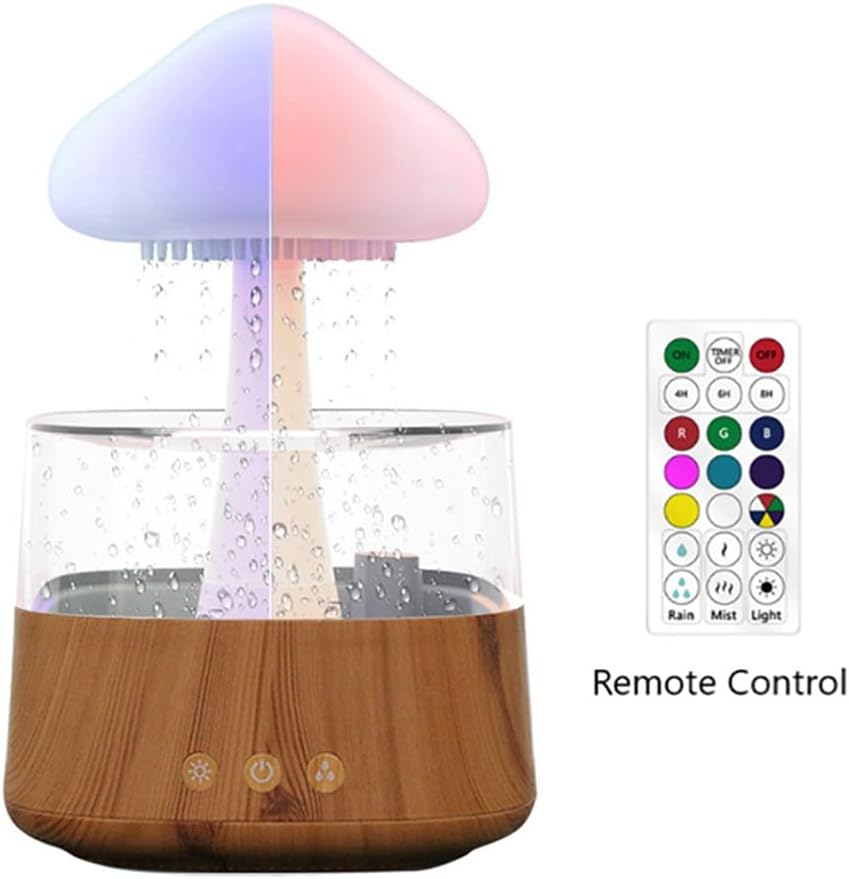 Roarrter Mushroom Air Humidifier Rain Cloud Night Light Smell Distributor Relax Aromatherapy Lamp Sounds Diffuser Remote Control