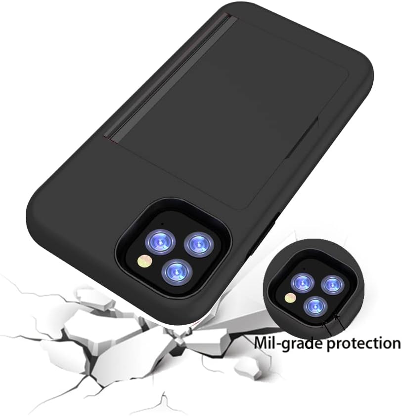 Asuwish Phone Case for iPhone 11 6.1 with Tempered Glass Screen Protector Cover and Credit Card Holder Stand Slim Hybrid Cell Accessories iphone11case iPhone11 i Phone11 11s XI 11R Women Men Black