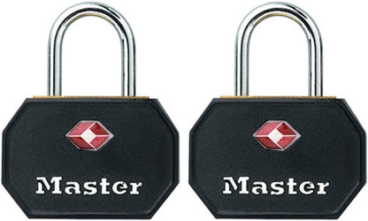 Master Lock 4681TBLK TSA Approved Luggage Lock with Key, 2 Pack, Assorted Colors
