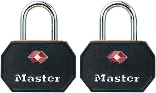 Master Lock 4681TBLK TSA Approved Luggage Lock with Key, 2 Pack, Assorted Colors