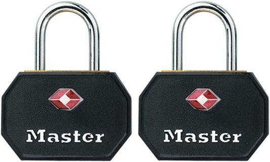 Master Lock 4681TBLK TSA Approved Luggage Lock with Key, 2 Pack, Assorted Colors