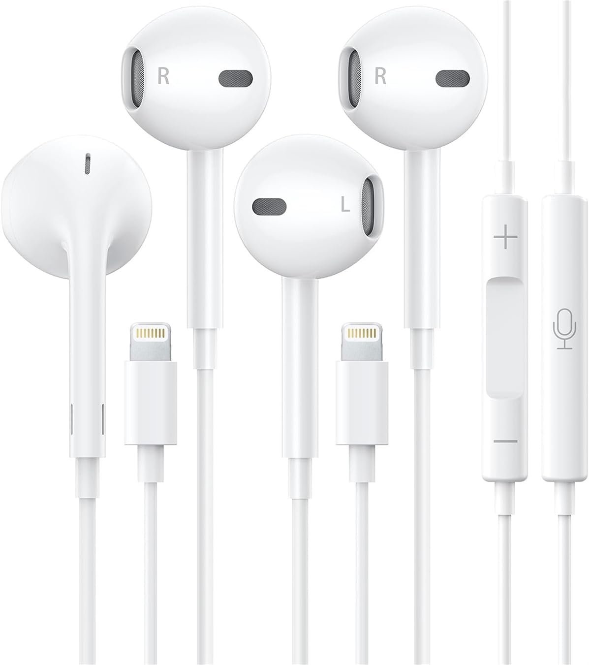 2 Pack Apple Earbuds for iPhone Headphones Wired Lightning Earphones [Apple MFi Certified] Built-in Microphone & Volume Control Headsets Compatible with iPhone 14/13/12/11/XR/XS/X/8/7/SE/Pro/Pro Max