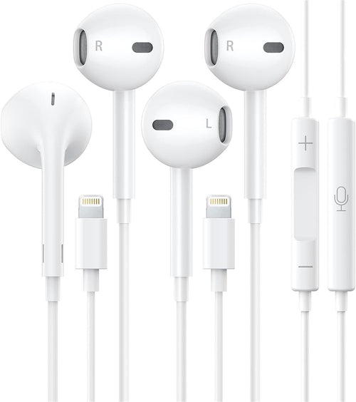 2 Pack Apple Earbuds for iPhone Headphones Wired Lightning Earphones [Apple MFi Certified] Built-in Microphone & Volume Control Headsets Compatible with iPhone 14/13/12/11/XR/XS/X/8/7/SE/Pro/Pro Max