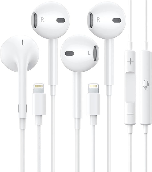 2 Pack Apple Earbuds for iPhone Headphones Wired Lightning Earphones [Apple MFi Certified] Built-in Microphone & Volume Control Headsets Compatible with iPhone 14/13/12/11/XR/XS/X/8/7/SE/Pro/Pro Max