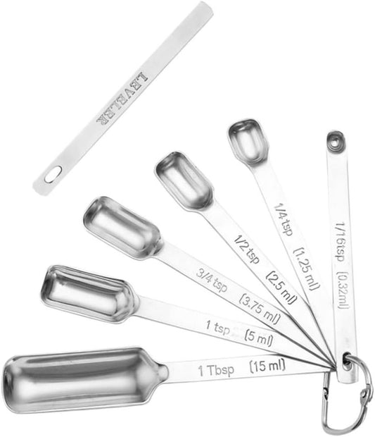 Cabilock 7Pcs Stainless Steel Measuring Spoons Graduated Baking Utensils for Precise Ingredient Measurement Kitchen Tools for Cooking Baking and Food Prep Silver