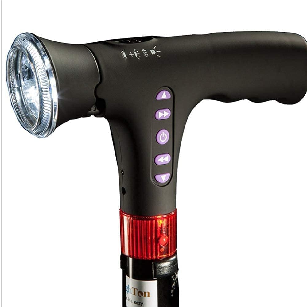 JDKJSBF Walking Stick Walkers for Seniors Rollator Walker, stampelle, aiuti a Piedi, Bastone da Passeggiata Lighting Elderly Smart Radio a Quattro Zampe a Quattro Zampe in Alluminio Trekking Pole