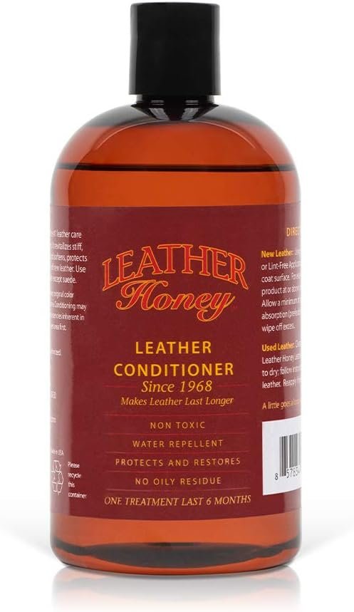 Leather Honey Leather Conditioner - Quality Leather Care, Since 1968 - Leather Conditioner for Auto Interiors, Furniture, Shoes, Bags, Accessories & Apparel - 16oz