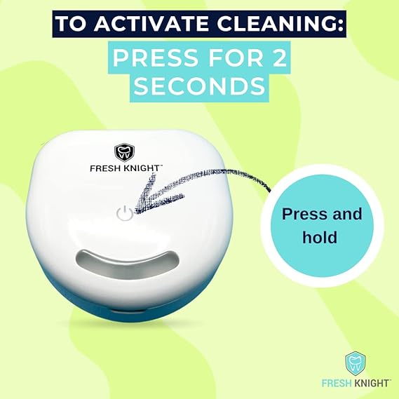FRESH KNIGHT UVC Retainer Cleaner & Denture Cleaner - UV Retainer Case, FSA HSA Approved - Ideal for Invisalign & Mouth Guards - White UV Retainer Container - Convenient Travel Size