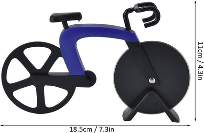 Aladeno Bicycle Pizza Cutter Wheel Stainless Steel Bike Shape Funny Pizza Knife Pizza Cutter Pizza Cutter Tool Kitchen Gadget (Blue)