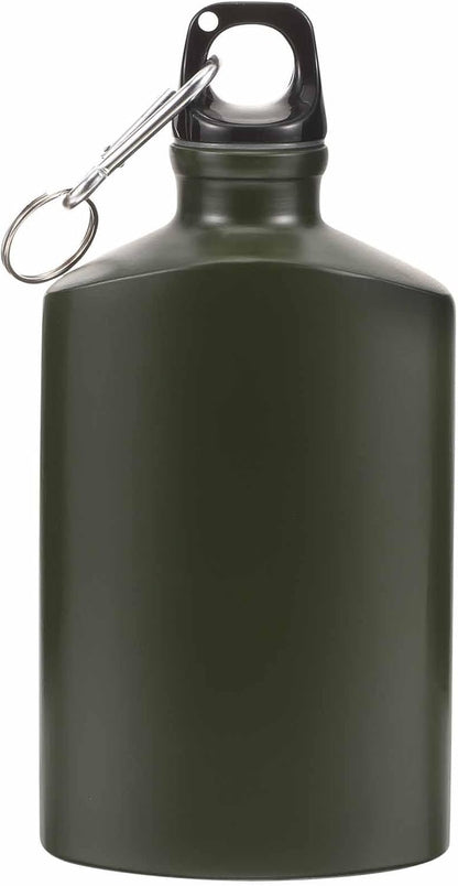 SUPVOX Portable Canteen, Wear-Resistant Aluminum Water Bottle with Hook, 500ml Capacity, Army Green, Ideal for Hiking, Camping, Travel, Outdoor Activities