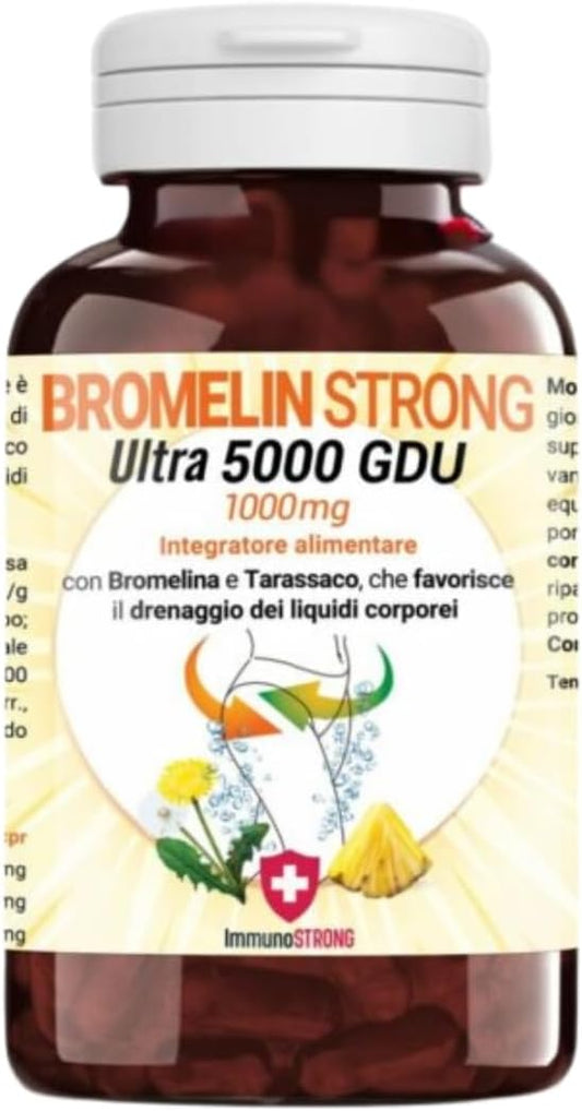 Bromelain Forte Draining - Pure Draining Bromelain High Dosage 5000 Gdu with Dandelion with Anti-Cellulite and Detox Action 120 Tablets 1000 Mg - ImmunoSTRONG