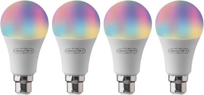 4 Pack V-TAC LED RGB Smart WiFi Bulb B22- A60, 10W, Dimmable, No Hub/Bridge Required, Work with Google Assistant & Amazon Alexa || Smart Lighting