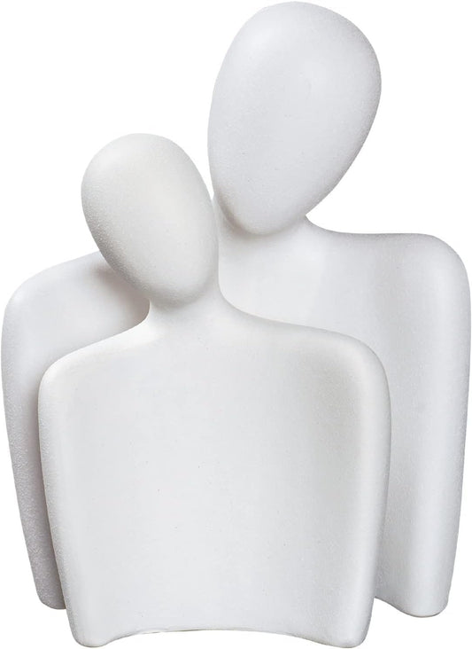Kityemo Statua di coppia in ceramica, Decorazione scultura astratta, Statua d'amore creativa come ornamento per soggiorno camera da letto ufficio, Figurina bianca, Regali per coppia.