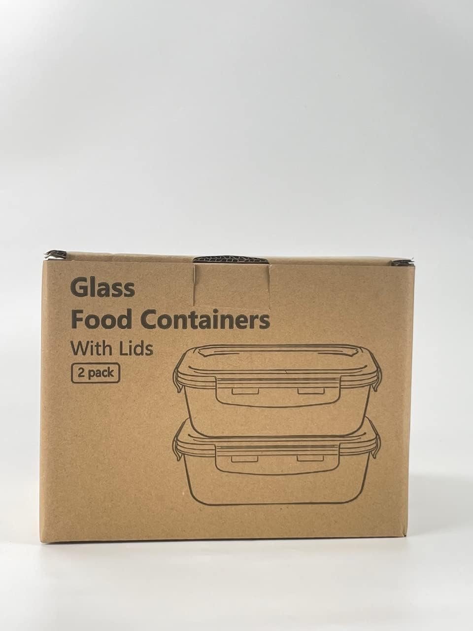 Luvan 2 Pack 1520Ml Large Glass Container Food Storage, Airtight Meal Prep Containers with Lids Lunch Box Set BPA Free & Leak-Proof for Microwave,Oven,Fridge and Dishwasher Safe