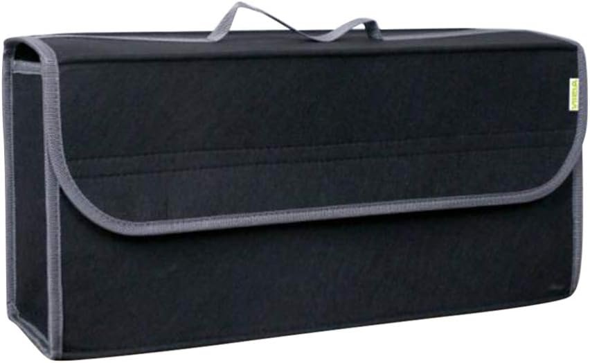 HOMSFOU Felt Car Trunk Storage Bag with Lid, Tools Organizer Foldable Driving Bag Non Slip Storage Pouch for Car 1pcs (Black)