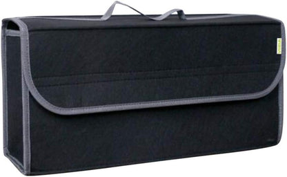 HOMSFOU Felt Car Trunk Storage Bag with Lid, Tools Organizer Foldable Driving Bag Non Slip Storage Pouch for Car 1pcs (Black)