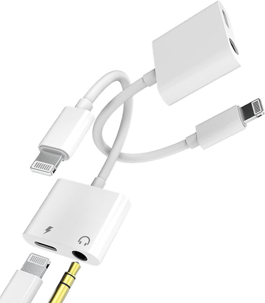 2Pack【Apple MFi Certified】Iphone AUX Adapter Lightning to 3.5mm Cable with Audio Jack Headphone Earphone Dongle and Charger for 11 12 MINI PRO MAX XS XR X 8 7Plus Accessories Adaptor Charging Ipad AIR