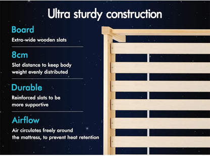 ALFORDSON Bed Frame Single Size Wooden Bed Base with Solid Wood Pine Timber Slats, Mattress Base Platform Support, Oak Bed Foundation with Storage Space, Fenella Series Home Bedroom Furniture