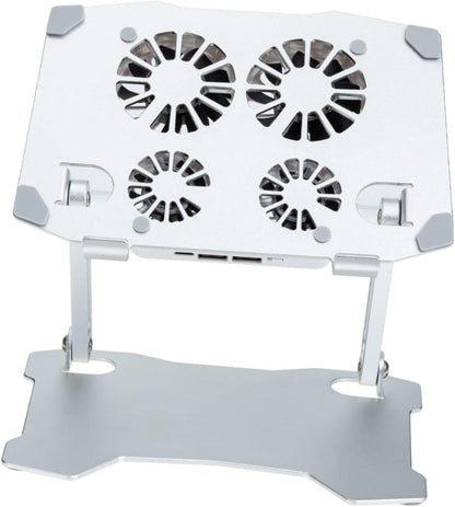 Hoement Adjustable Laptop Stand with Silent Cooling Fan Ergonomic Laptop Holder for Desk Slip Design Tablet More Rotation for Optimal Comfort