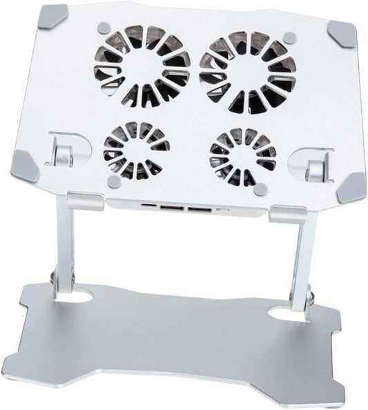 Hoement Adjustable Laptop Stand with Silent Cooling Fan Ergonomic Laptop Holder for Desk Slip Design Tablet More Rotation for Optimal Comfort