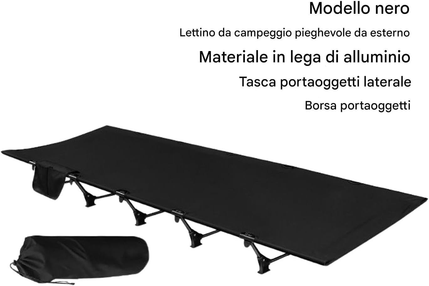 Generico Camping Cot, Portable Bed, Weight-Bearing Travel Cot for Hiking, Hunting Trips, RV Beach Outings, Guest Sleeping, Oxford Outdoor Rest Bed, Compact Foldable Gear, 192 x 650 mm