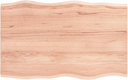 vidaXL Solid Oak Wood Table Top | Handcrafted with Live Edge | Versatile & Treated Surface | Light Brown | 80x50x2 cm