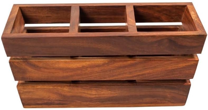 Handmade Wooden Holder-Eco-Friendly Kitchen Utensil Organizer, Medium Size Curved Wood Natural Wood, (Brown)