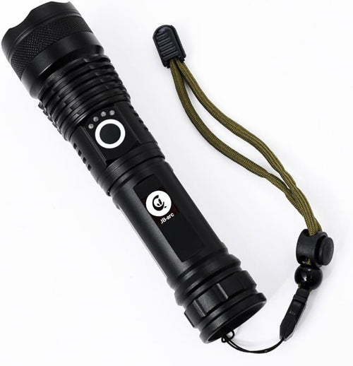 JB-arc LED Rechargeable Flashlight 10000LM Handheld Water Resistant Torch with Telescopic Zoom Perfect for Camping Hiking Outdoor and Emergency Night Light