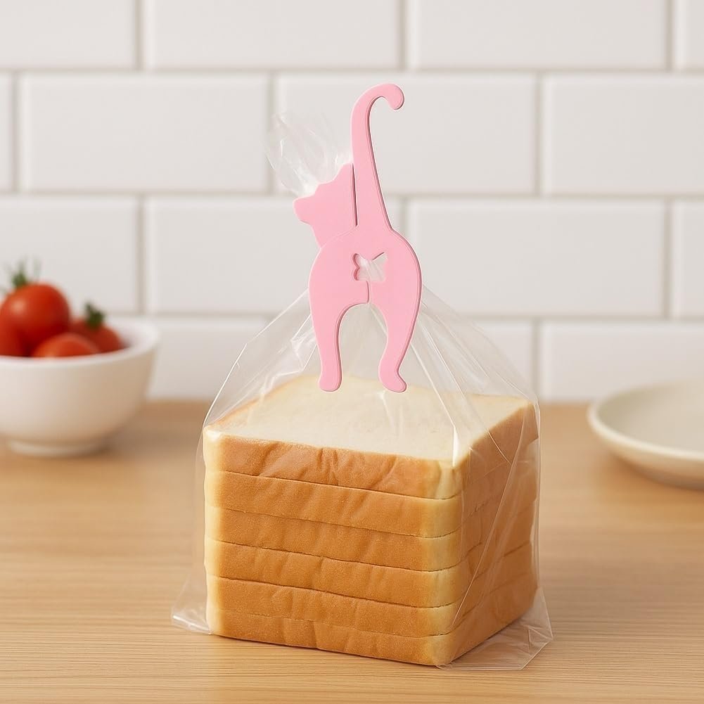 Cat Butt Bread Clip, 3D Printed Reusable Cat Bread Bag Tie, 2025 New Upgrade Animal Bread Bag Clips, Funny Air Tight Squeeze Food Fruit Clips, Easy to Use Kitchen Necessity(Cat)