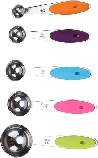 Gadget da cucina 10 pz/set cucchiaio in acciaio inox utensili da cucina con manico in silicone fibbia rimovibile